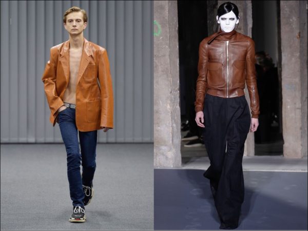 Louis Vuitton, Rick Owens both shoed variations on the men's leather jacket for fall 2017