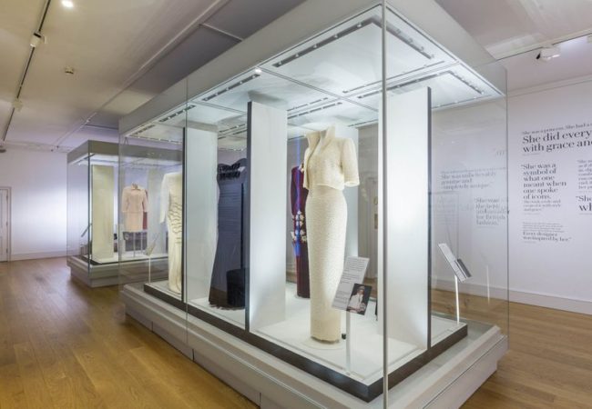 Dresses on display in the Princess Diana exhibit