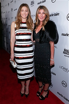 Actress Jessica Biel (L) and Nina Garcia attend the inaugural Image Maker Awards hosted by Marie Claire at Chateau Marmont on January 12, 2016 in Los Angeles, California.