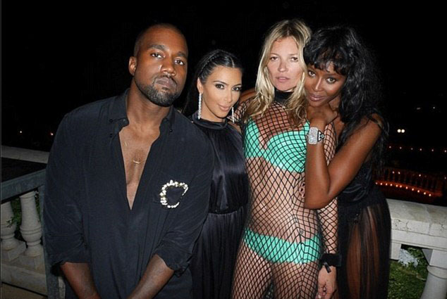 Kanye West, Kim Kardashian with supermodels Kate Moss And Naomi Campbell