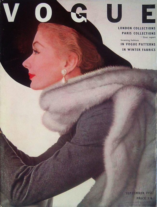 Vogue September 1951 issue with Lisa Fonssagrives on the cover and shot by Irving