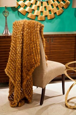 Knitted mink crochet throw from the Adrienne Landau collection