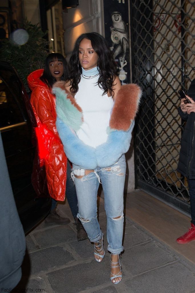 Celebrities like Rihanna love the luxury fashion denim and fur look