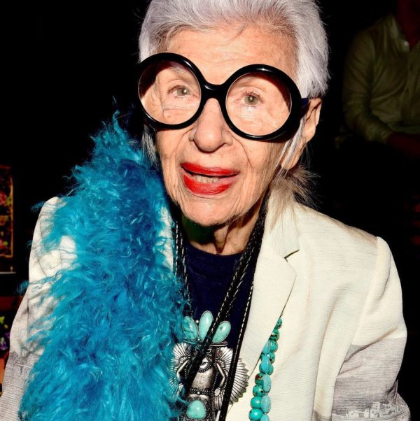 Iris Apfel showing her age appropriate in 2017