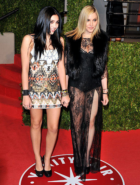 Age Appropriate style in question, Madonna, 53 with daughter Lourdes at the 2011 Vanity Fair party after the Academy Awards