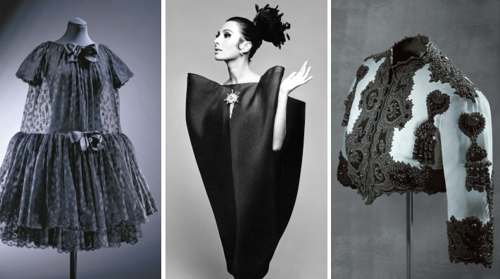 Pieces featured in the Balenciaga : Shaping Fashion exhibit