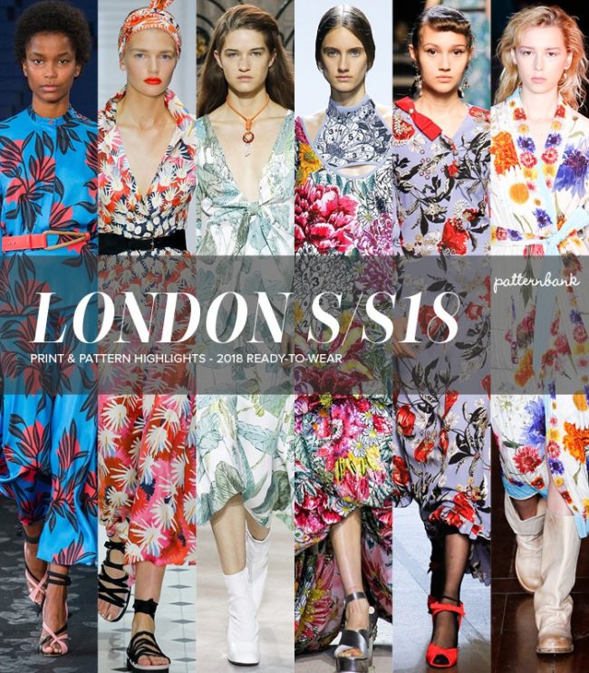 Highlights from London Spring Summer 2018 runway included bold and colorful patterns