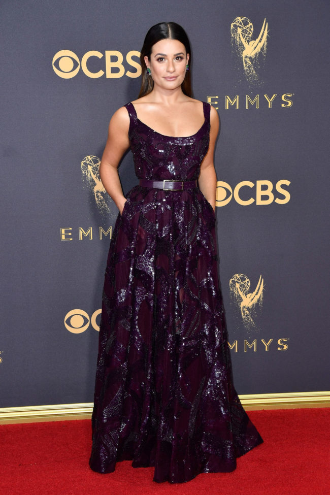 Lea Michele in Elie Saab at the 2017 Emmy Awards