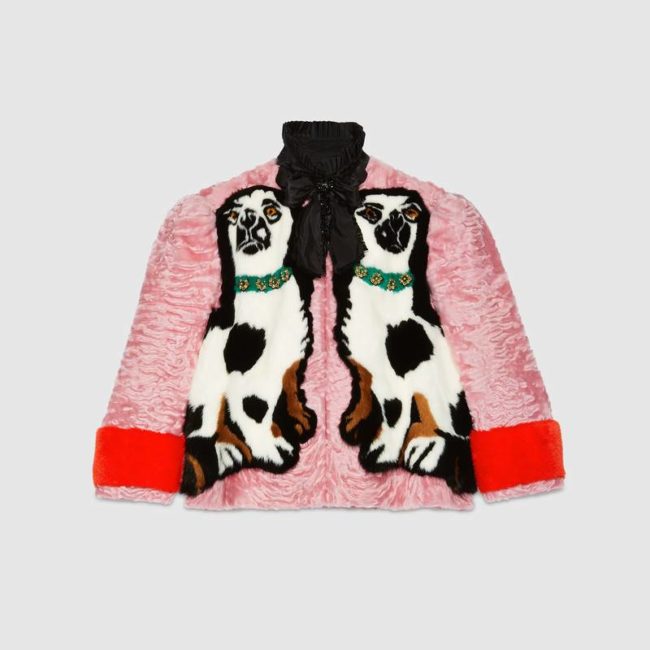 Gucci Spaniel dogs intarsia fur jacket