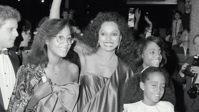 Diana Ross arrives with her children Tracee, Chudney and Rhonda, at Radio City Music Hall for her performance