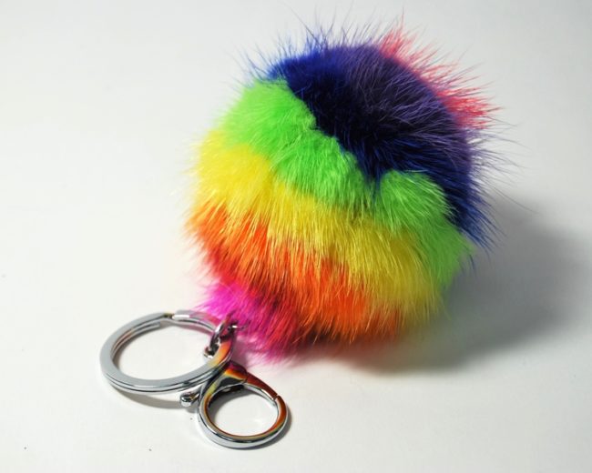 Rainbow Pom-Pom Keychain by Serbos Furs stocking stuffers