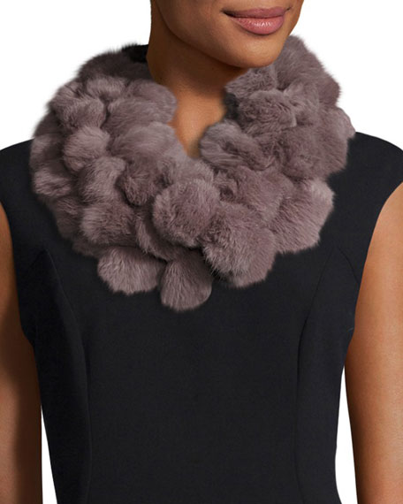 Rabbit fur pompom infinity scarf by Adrienne Landau stocking stuffers