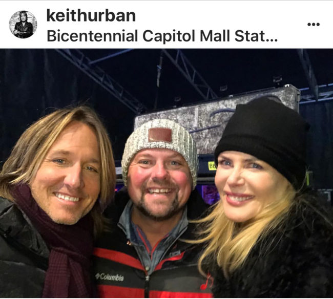 Country star Keith Urban snapped a selfie with his equally famous wife Nicole Kidman before he took the stage on New Year's Eve