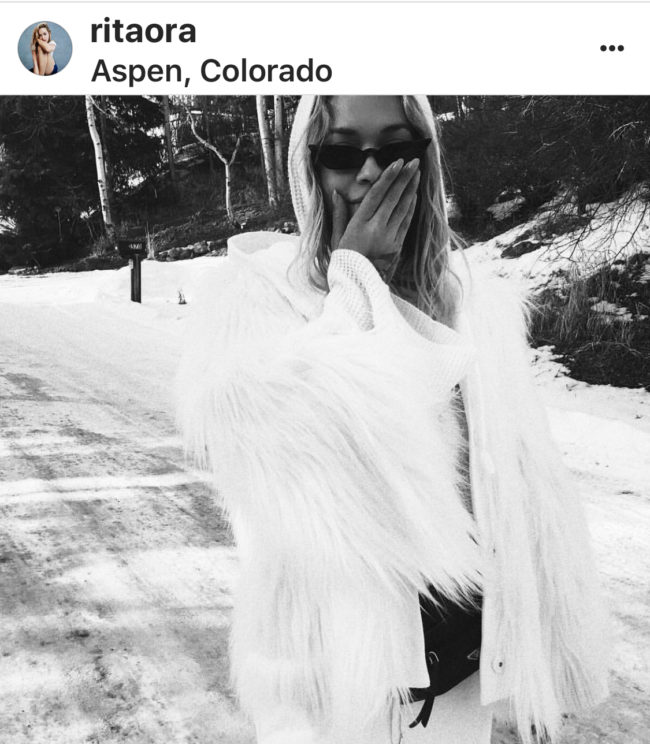 Rita Ora snapped a picture while in Aspen before the ball dropped