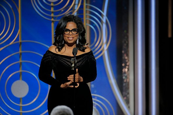 Oprah Winfrey accepting the 2018 Cecil B. DeMille Award speaks onstage during the 75th Annual Golden Globes 