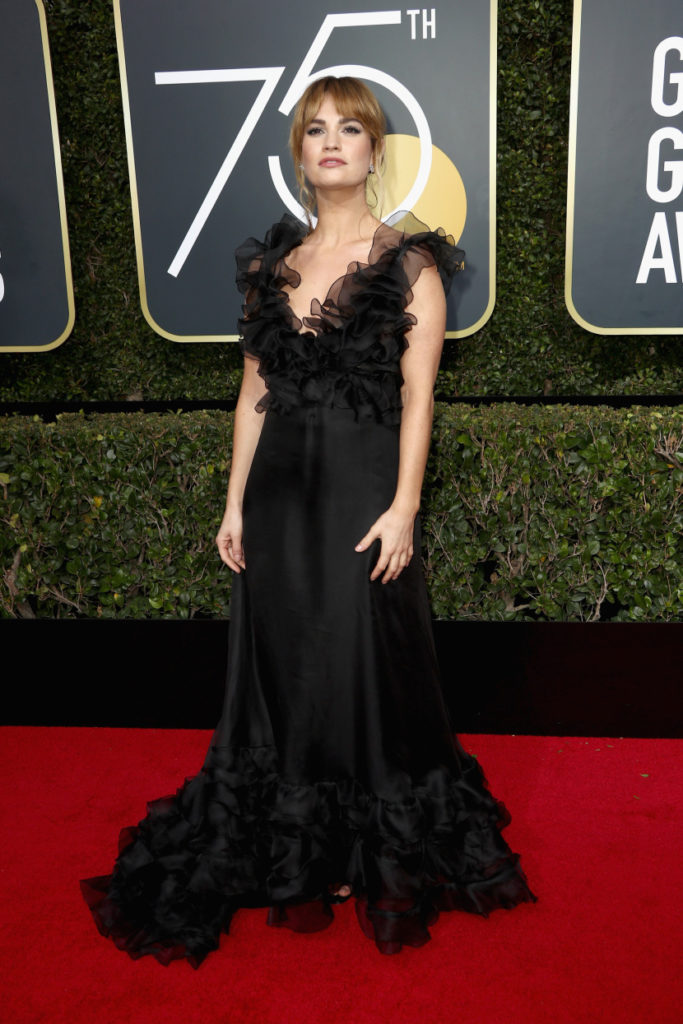 Lily James at the 2018 Golden Globes