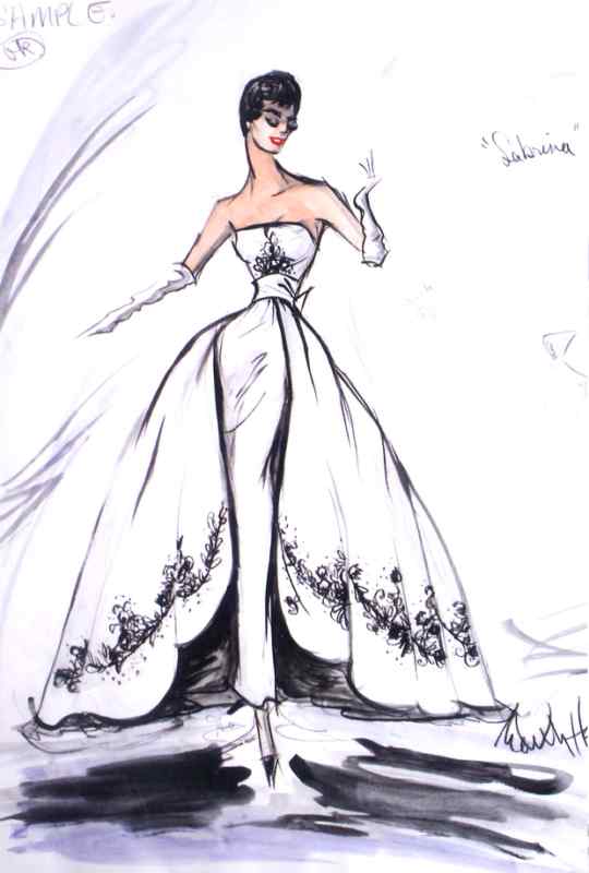 Audrey Hepburn in "Sabrina," 1954. Original sketch by Edith Head and Hubert de Givenchy