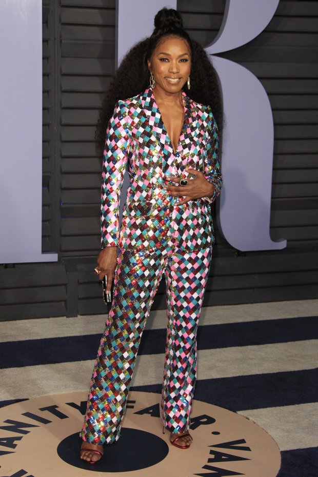 Ms. Angela Bassett saved all her sass for the Vanity Fair Oscar Party in this colorful and comfortable Teresa Helbig power suit at the 2018 Oscars