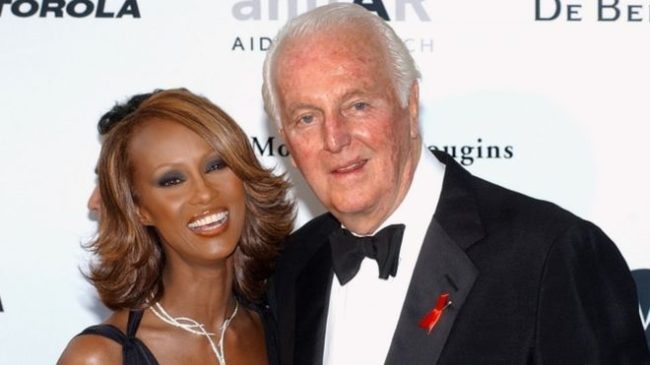 Designer Hubert de Givenchy, pictured with the model Iman in 2002, was a giant of French fashion