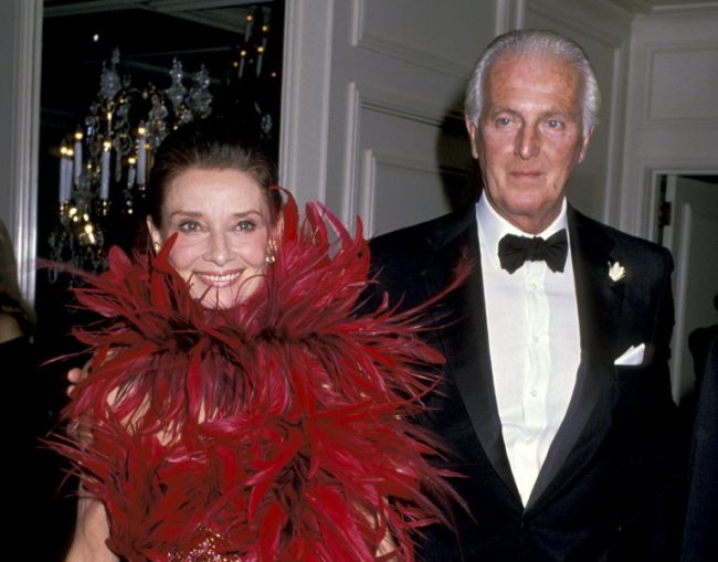 Ms. Hepburn with Mr. Givenchy in 1988 when he received the state of California's Lifetime Achievement Award. Credit Ron Galella/WireImage, via Getty Images