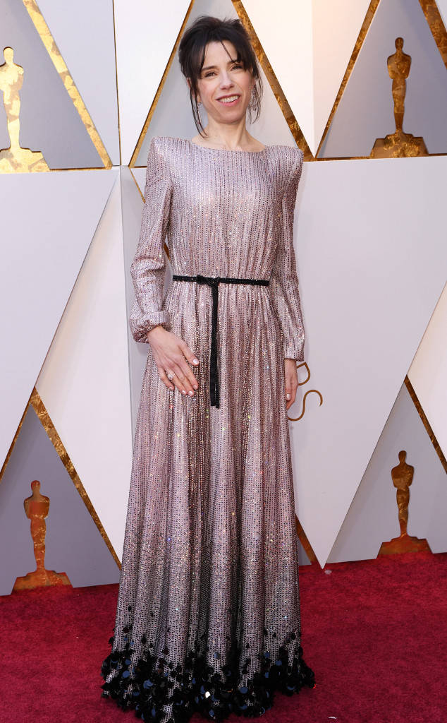 The "shape" of this dress will hopefully grow on us.. Sally Hawkins sporting an unflattering Armani Prive gown to the 2018 Oscars