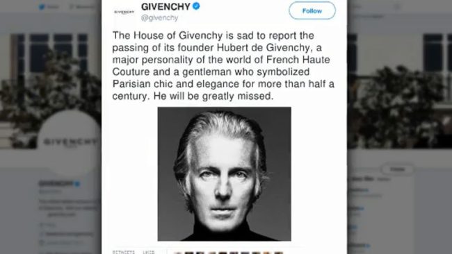 Official Givenchy death announcemennt