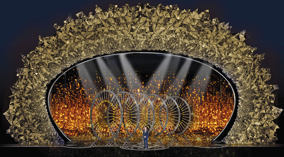 The magnificent set design at the 90th Oscars was reminiscent of exploring the caverns of a jeweled cave