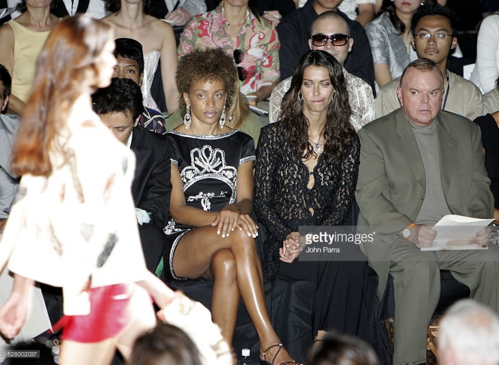 The legendary stylist, TV personality and designer Leon Hall was always a Fashion Week front row staple. Pictured here (L to R) Stacie Jones, Upchurch Trude and Leon Hall during Olympus Fashion Week Spring 2006 at the Zang Toi show.