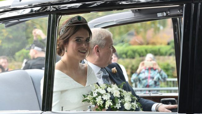 Princess Eugenie's arrival with her father Prince Andrew