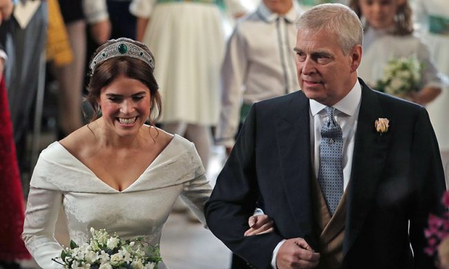 Princess Eugenie's arrival with her father Prince Andrew