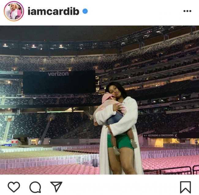 Cardi B with daughter Kulture Kiari Cephus and husband Offset earlier this year