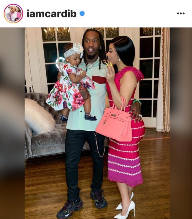 Cardi B with daughter Kulture Kiari Cephus and husband Offset earlier this year