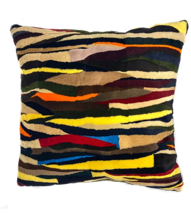 Sheared patchwork mink pillow by Pologeorgis home design trends