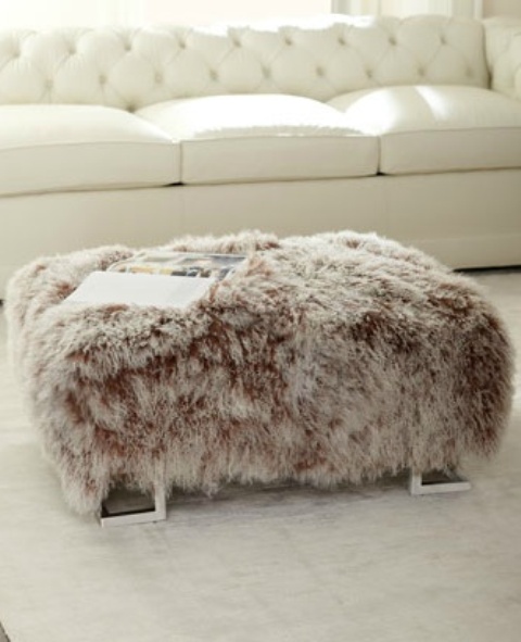 A custom fur ottoman can double as extra seating when needed home decor trends